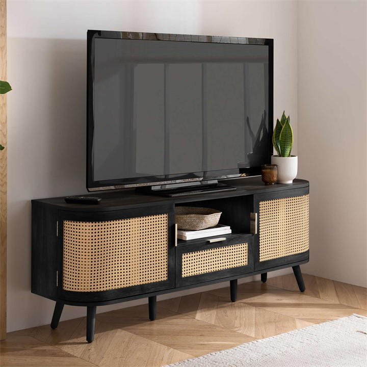 Birlea  Black Noah 2 Door 1 Drawer Tv Unit, Sports Direct