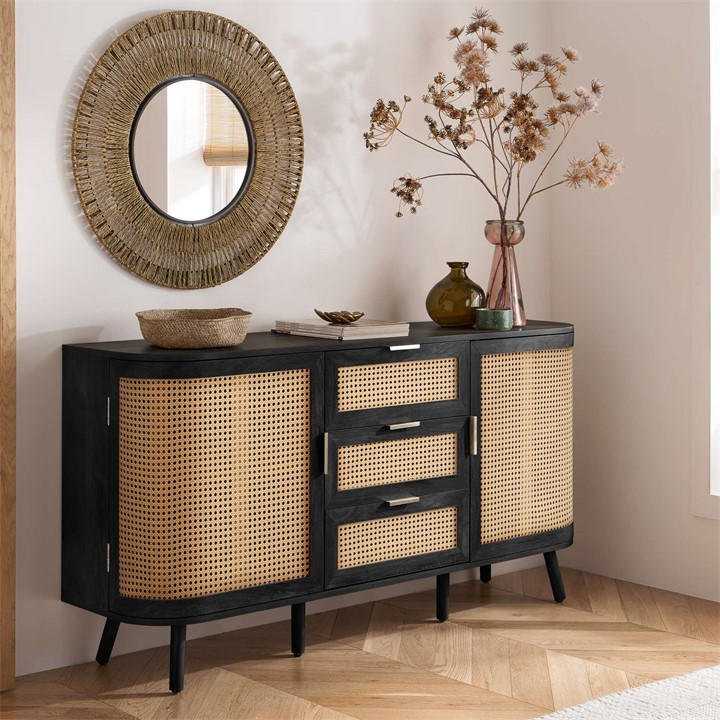 Birlea Noah 2 Door 3 Drawer Sideboard - Black - MFC - Image 6