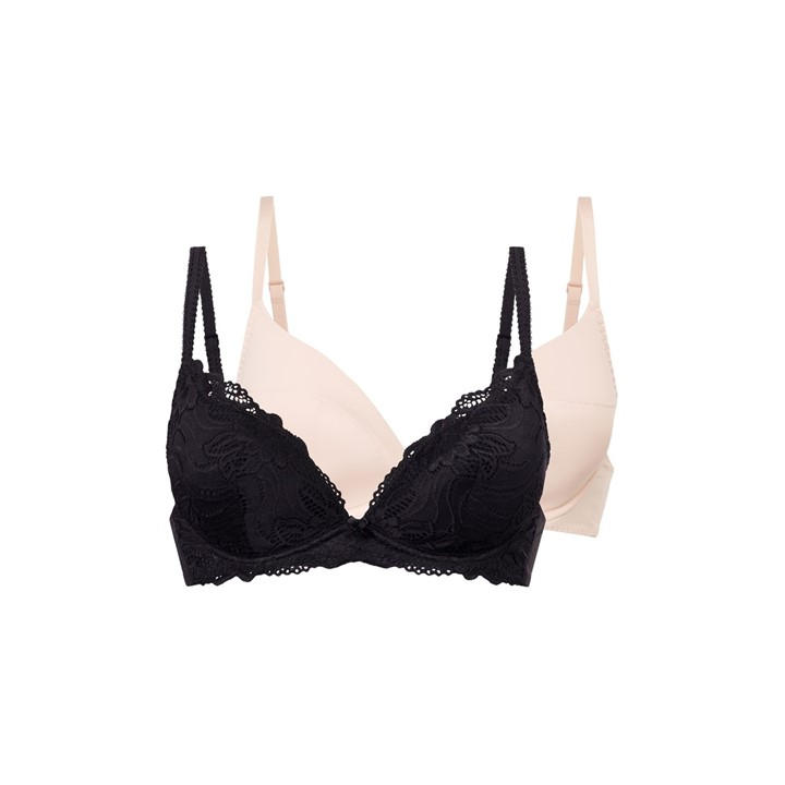 Dorina Women's Black Angie Push-Up Plunge 2 Pack Bra in Size 36D, Sports Direct