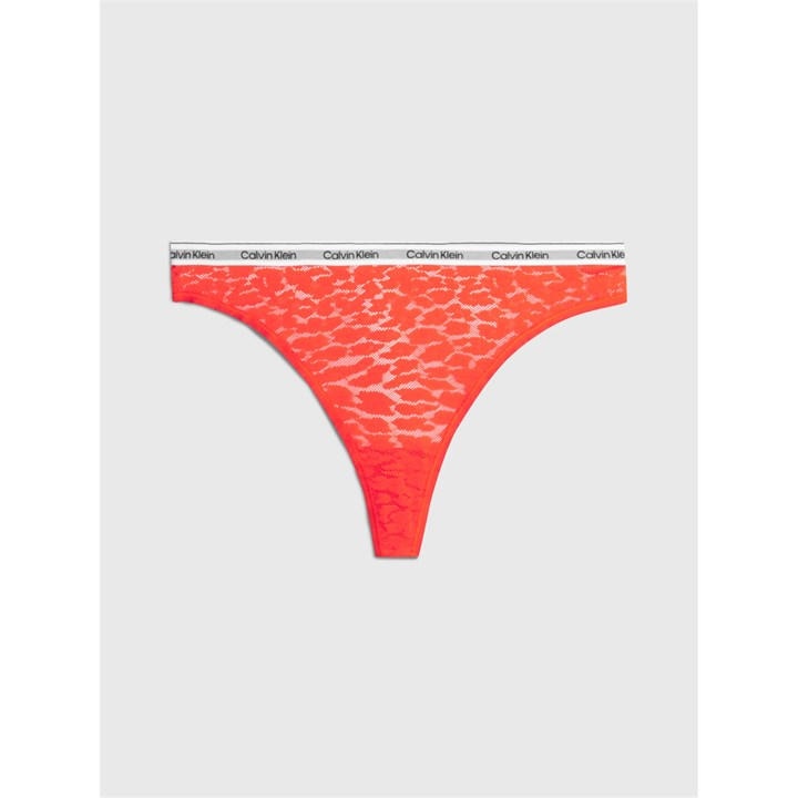 Calvin Klein Women's Red Modern Cotton Lace Thong in Size 14, Sports Direct