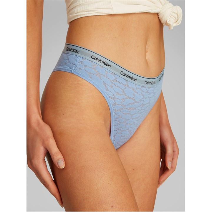 Calvin Klein Women's Blue Lace Bikini Briefs in Size 14, Sports Direct