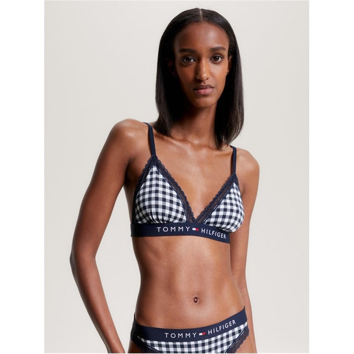 Tommy Hilfiger Women's Blue Print Triangle Bralette in Size 14, Sports Direct