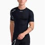 Black/Silver - 2XU - Core Compression Mens Base Layer Short Sleeve Top