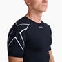 Black/Silver - 2XU - Core Compression Mens Base Layer Short Sleeve Top
