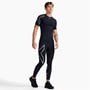 Black/Silver - 2XU - Core Compression Mens Base Layer Short Sleeve Top