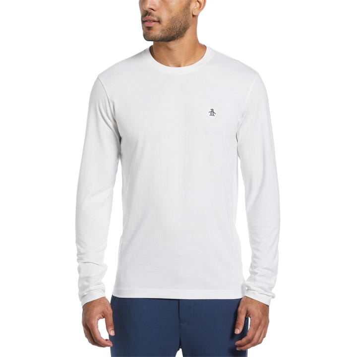 Original Penguin Men's White Original Long Sleeve Crew T Shirt in Size 2XL, Sports Direct