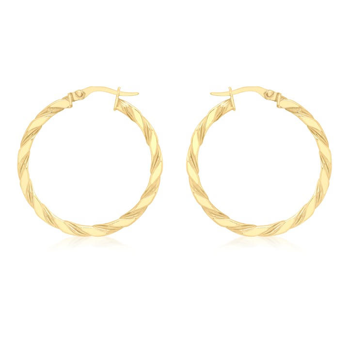 Be You Women's Gold 9Ct Twist Hoop Earrings, Sports Direct