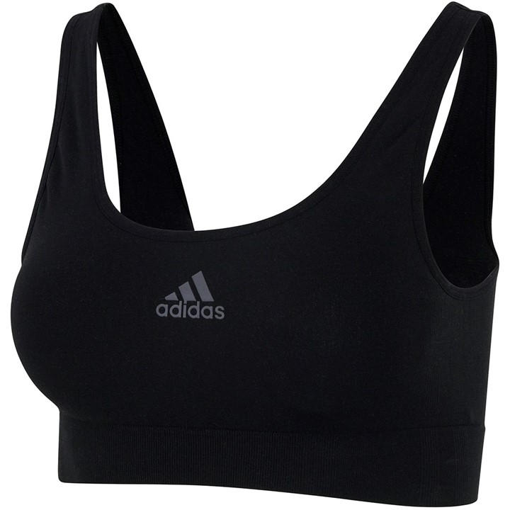Adidas Women's Black Sport Active Seamless Micro Stretch Scoop Lounge Bra in Size 16, Sports Direct