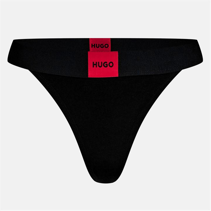Hugo Women's Black Red Label String Thong in Size 16, Sports Direct