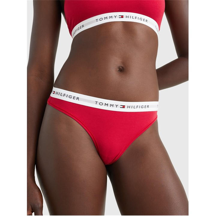 Tommy Hilfiger Women's Red Icon Thong Print in Size 16, Sports Direct