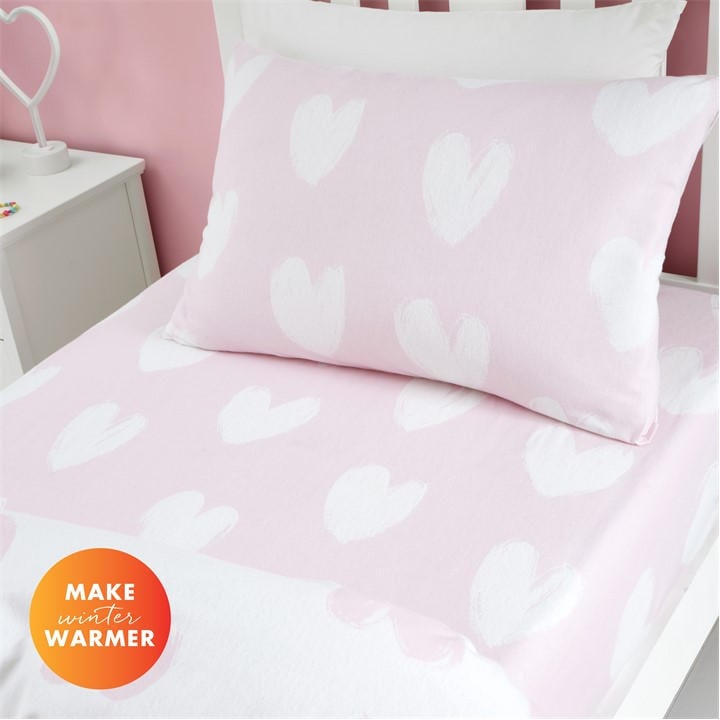 Hearts    Brushed Cotton  Fitted Sheet, Football by Catherine Lansfield in Size Junior, Sports Direct