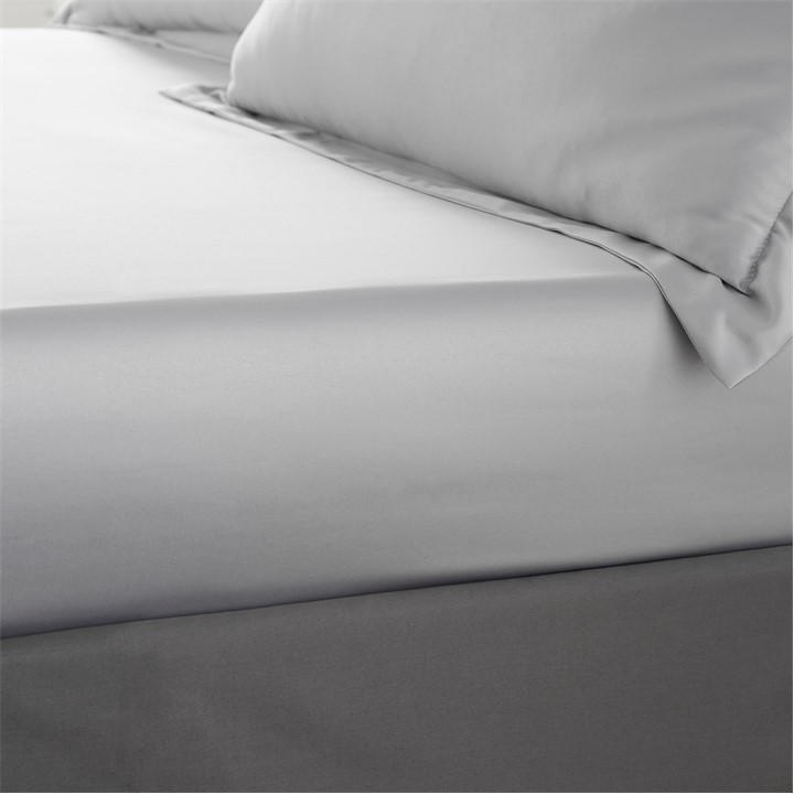 Catherine Lansfield Unisex Grey Silky Soft Satin Fitted Sheet Superking