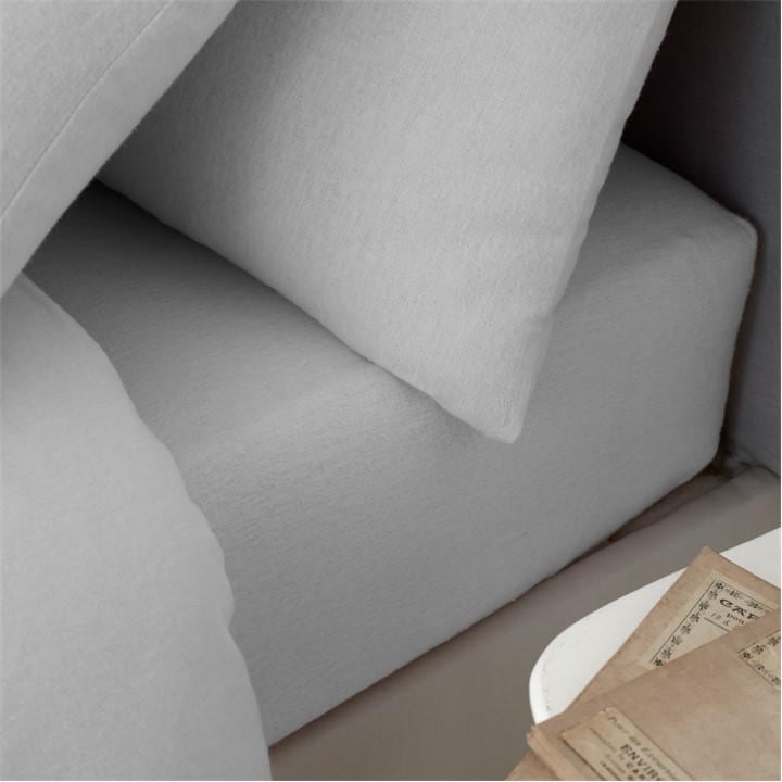 Catherine Lansfield  Grey Brushed Cotton Fitted Sheet in Size Double, Sports Direct