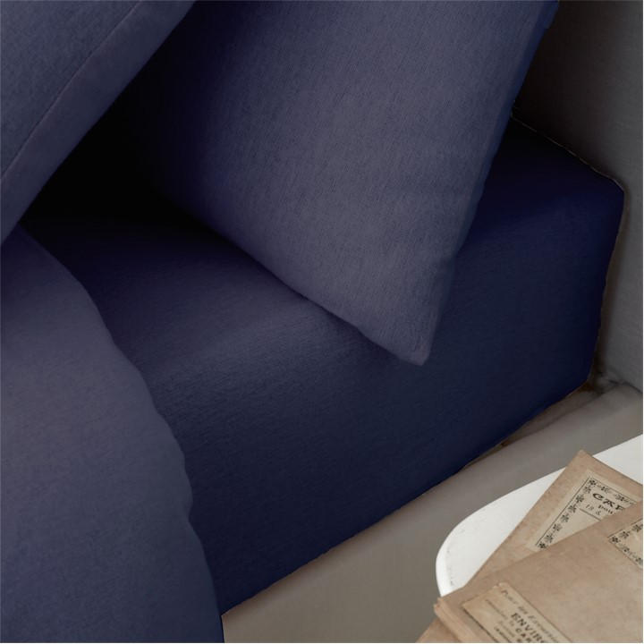 Catherine Lansfield  Blue Brushed Cotton Fitted Sheet in Size Double, Sports Direct