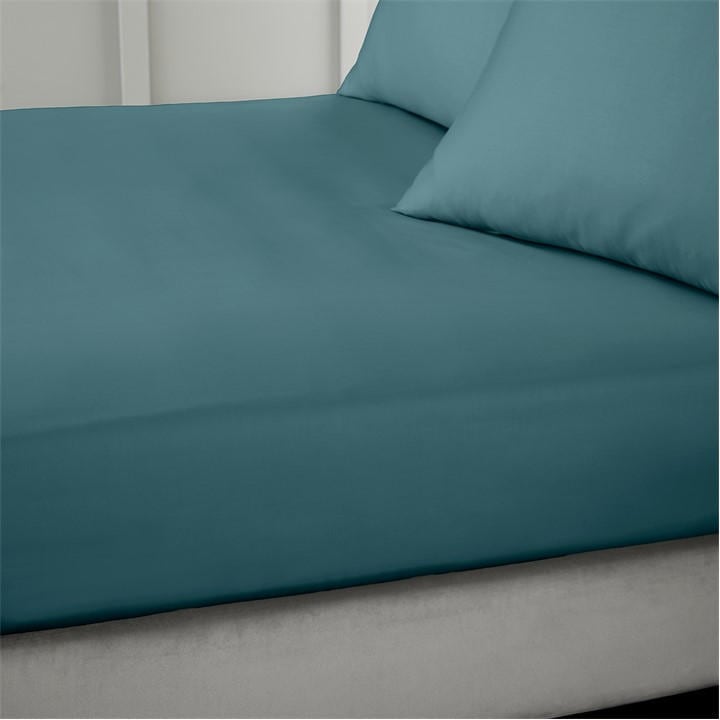 Bianca  Green 400 Thread Count Cotton Sateen Fitted Sheet in Size Superking, Sports Direct