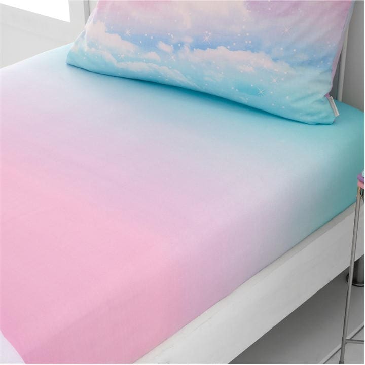 Catherine Lansfield Ombre Rainbow Clouds Fitted Sheet - Pastel - Single - Image 3