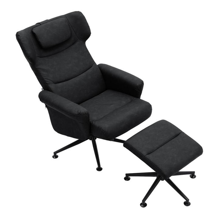 Kabinet Uk  Grey Faux Leather Swivel Armchair With Footstool, Sports Direct
