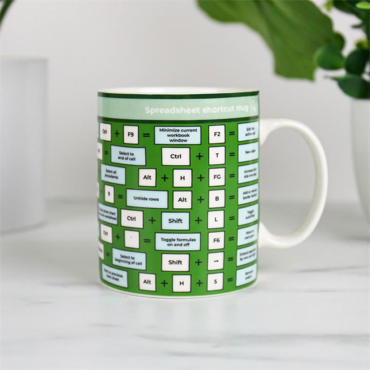 Gift Republic  Green Spreadsheet Shortcut Mug, Sports Direct