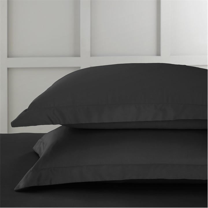Bianca  Black 400 Tc Cotton Sateen Oxford Pillowcase Pair, Sports Direct