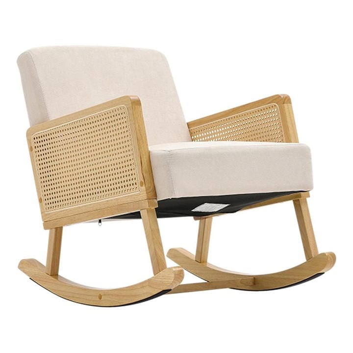 Kabinet Uk  Beige Linen Wooden Rocking Chair, Sports Direct