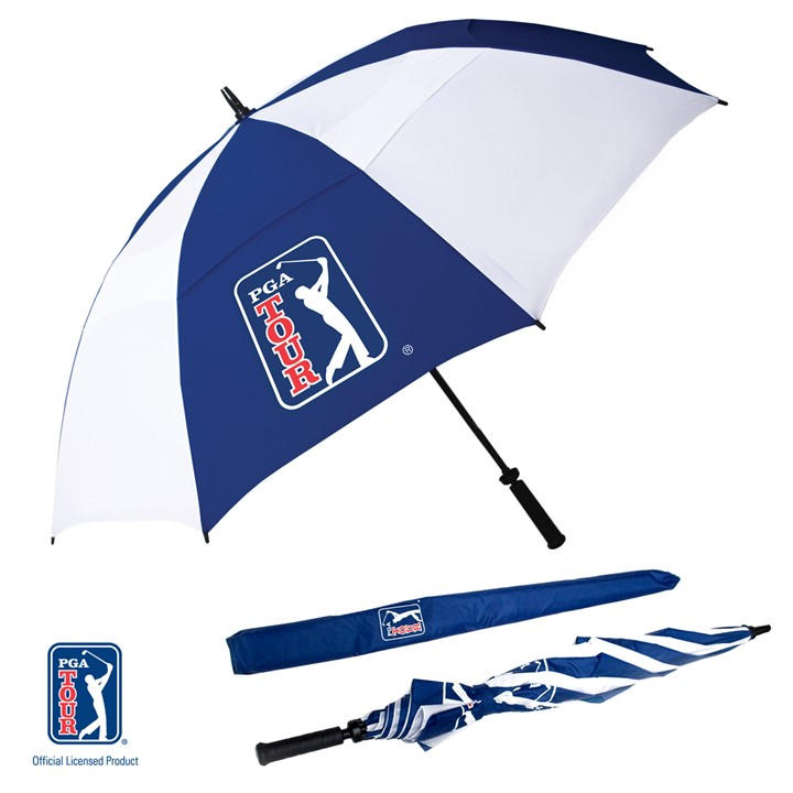 Pga Tour  Blue Windproof Double Canopy Umbrella, Sports Direct