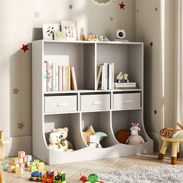 Kabinet Uk  White 3-Tier Open Style Toy And Book Storage Cabinet, Sports Direct