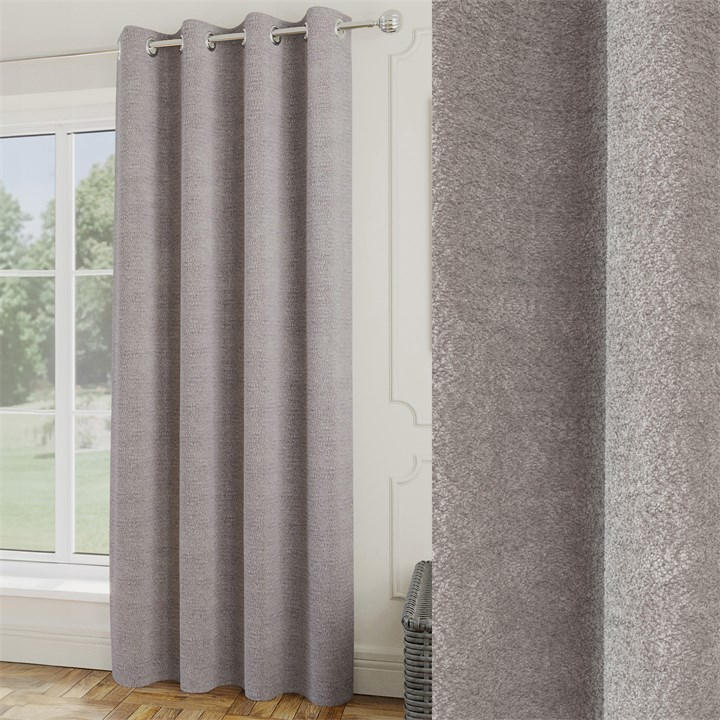 Enhanced Living  Grey Royale Boucle Room Darkening Eyelet Door Curtain in Size 46x54 Inch, Sports Direct