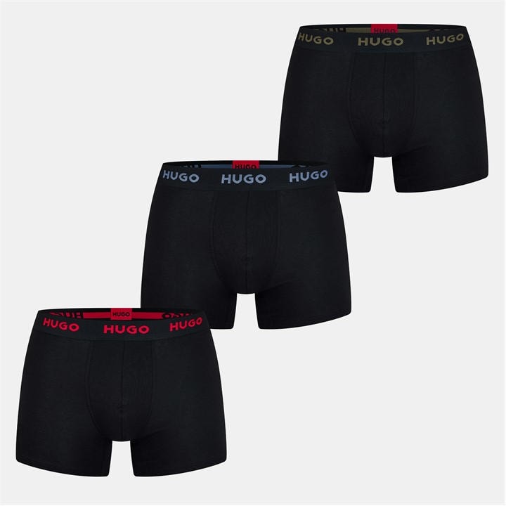 Hugo Men' Black Triple Pack Trunks in Size S, Sports Direct