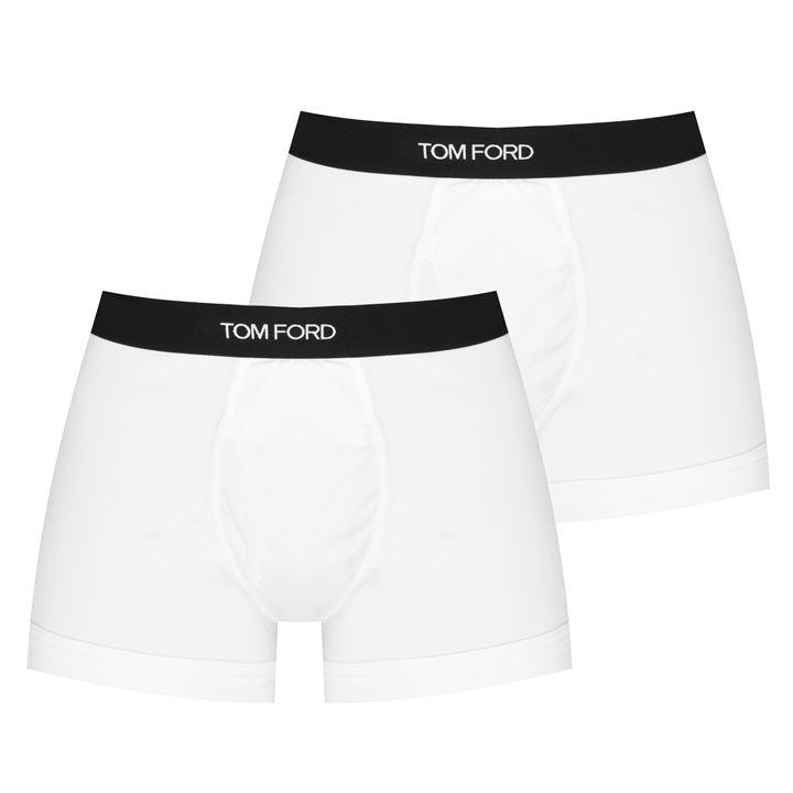 Tom Ford Men's White Plain Cotton Boxer Briefs, 2-Pack in Size L, Sports Direct