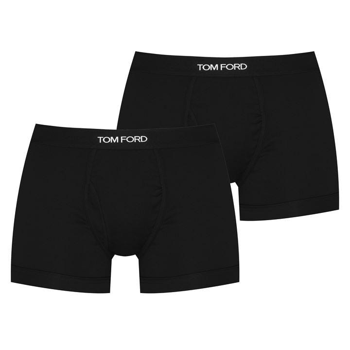 Tom Ford Men's Black Plain Cotton Boxer Briefs, 2-Pack in Size L, Sports Direct