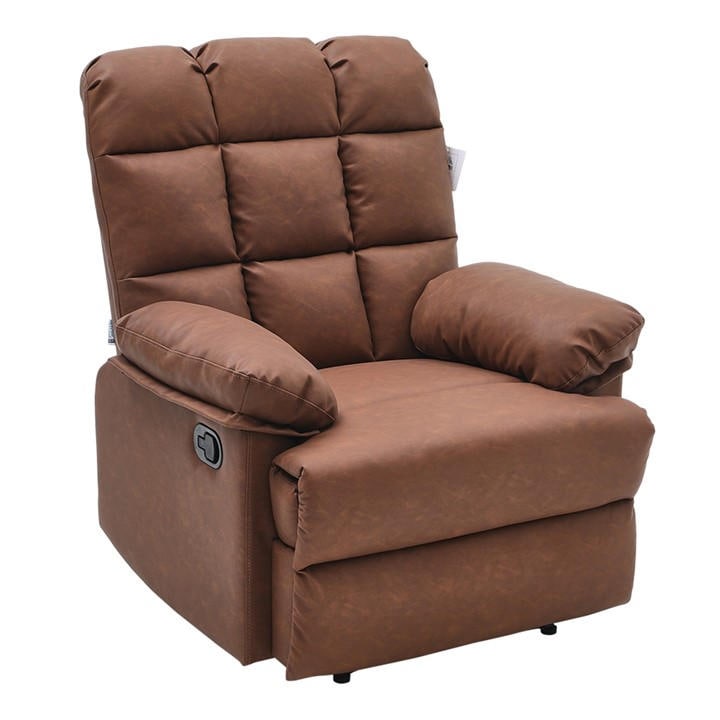 Kabinet Uk  Brown Faux Leather Upholstered Recliner Armchair, Sports Direct