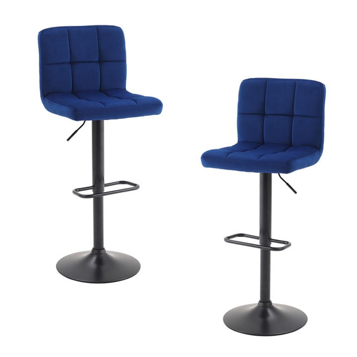 Kabinet Uk  Blue 2 Pcs Velvet Upholstery Bar Stools, Sports Direct