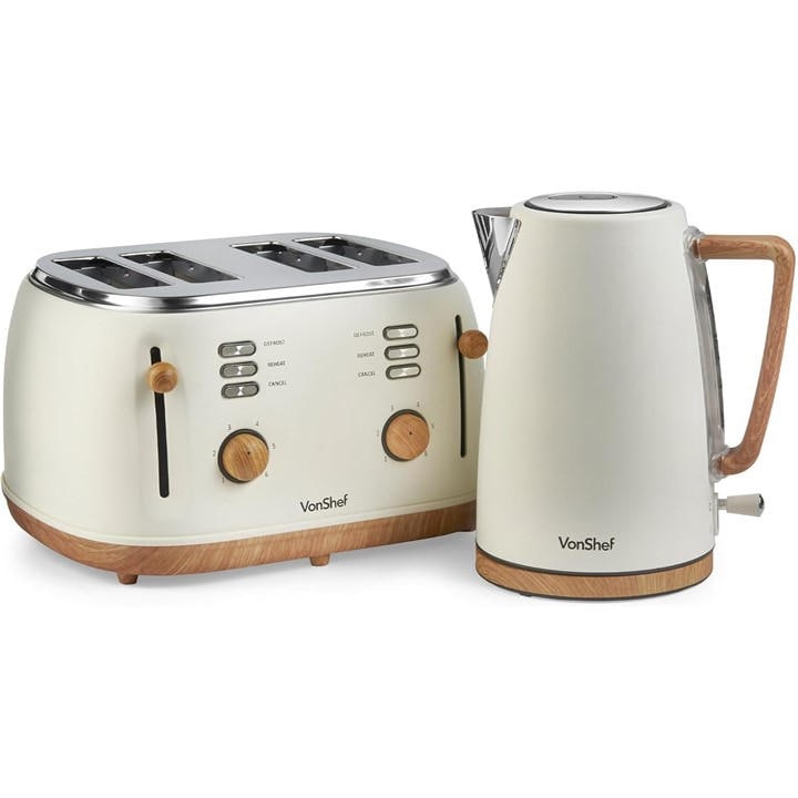 Vonshef  Cream Kettle And 4 Slice Toaster Set, Sports Direct