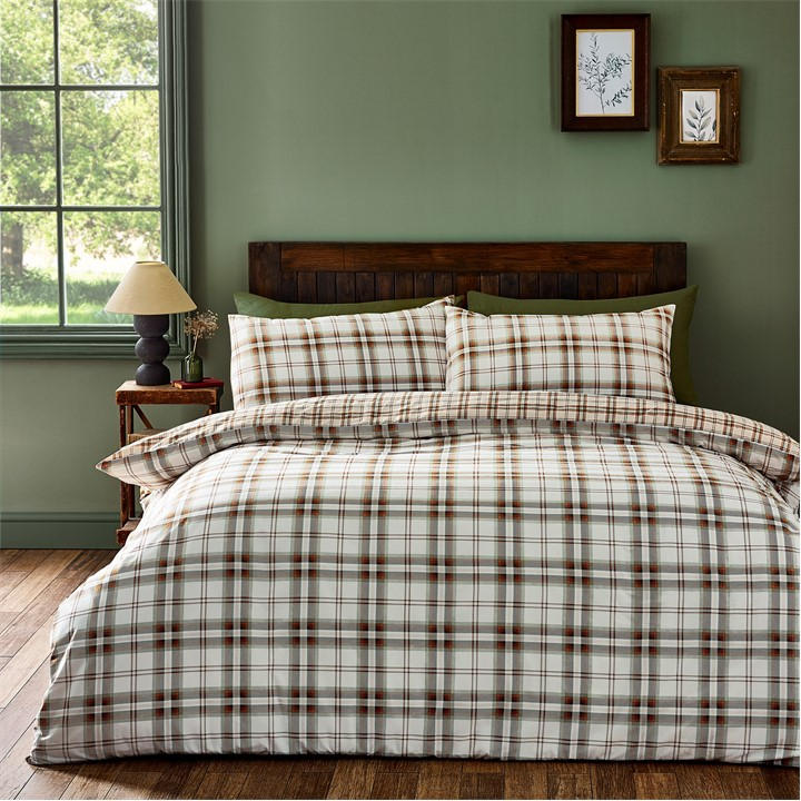 Catherine Lansfield Orange Kelso Check Reversible Duvet Cover Set Burnt - Single - Burnt - Image 4
