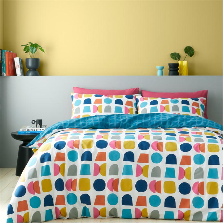 Catherine Lansfield   Connect Geo Reversible Duvet Cover Set in Size Double, Sports Direct