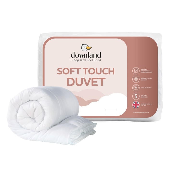 Downland  White 13.5 Tog Soft Touch Hollowfibre Duvet in Size Single, Sports Direct