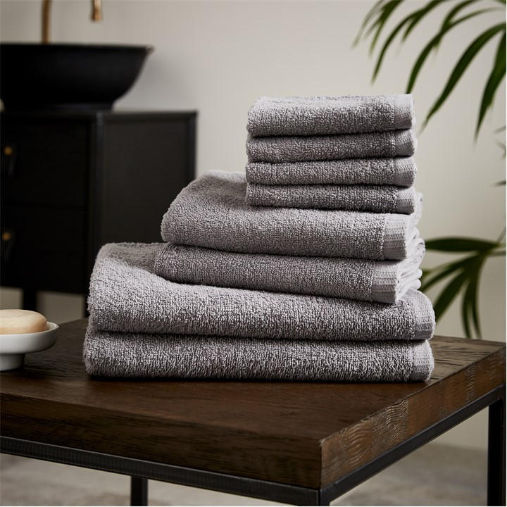 Catherine Lansfield  Grey Quick Dry Cotton 8 Piece Towel Set in Size 8 Piece To, Sports Direct