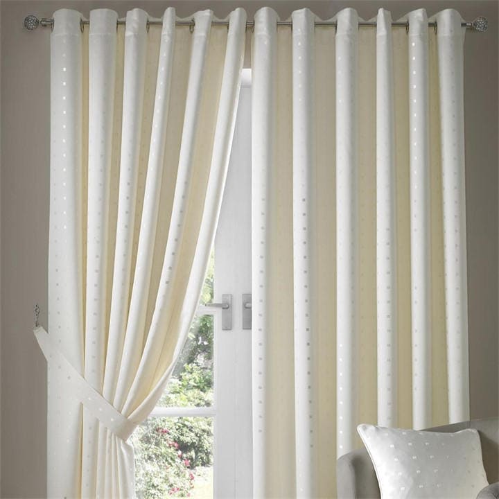Alan Symonds  Cream Madison Ring Top Eyelet Lined Curtains in Size 45x54, Sports Direct