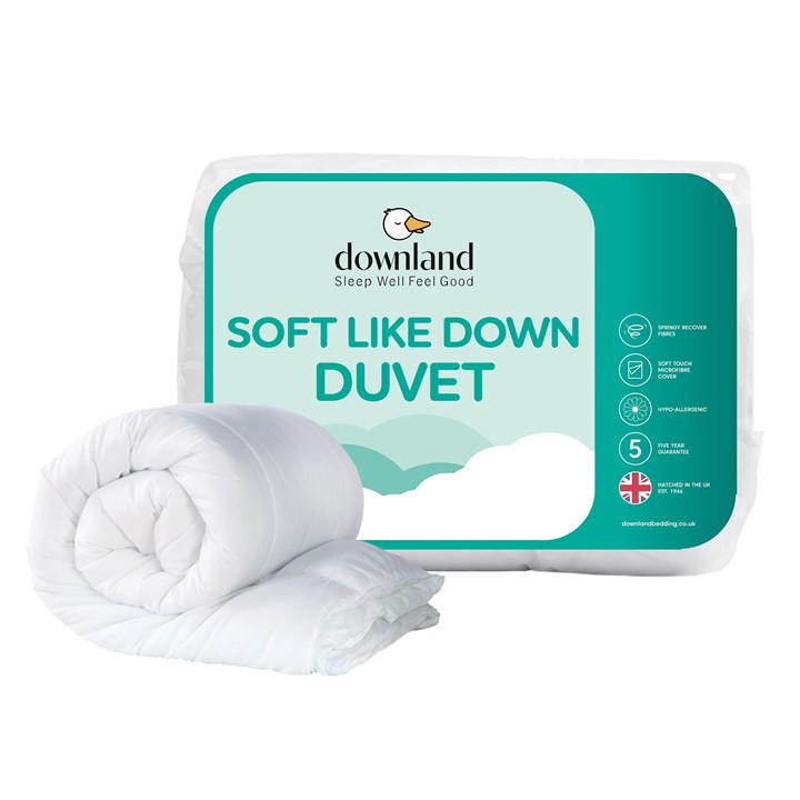 Downland  White 13.5 Tog Soft Like Down Hollowfibre Duvet in Size Single, Sports Direct