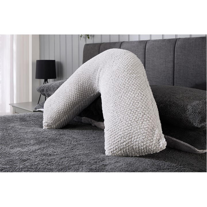 Downland  Grey Waffle V Shaped Pillow, Sports Direct