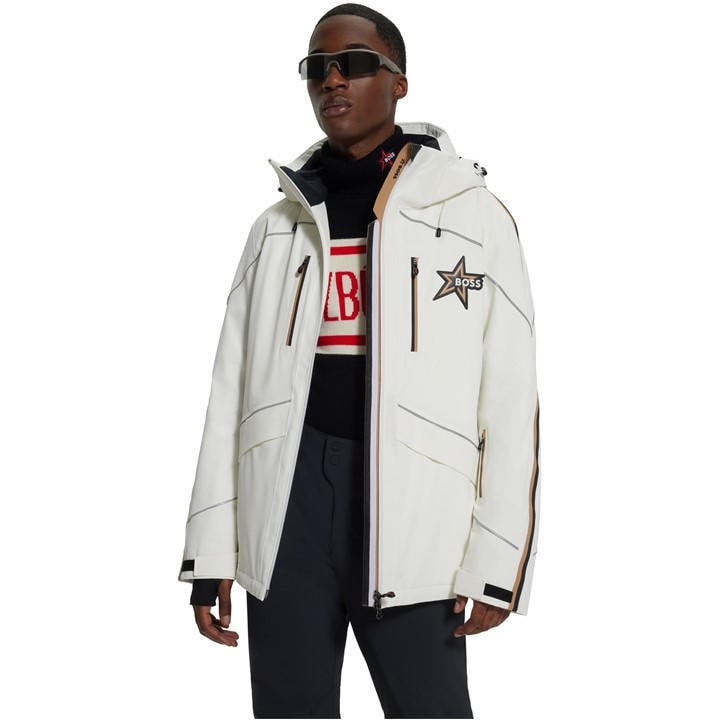 Boss Men's White Technical Ski Jacket in Size L, Sports Direct