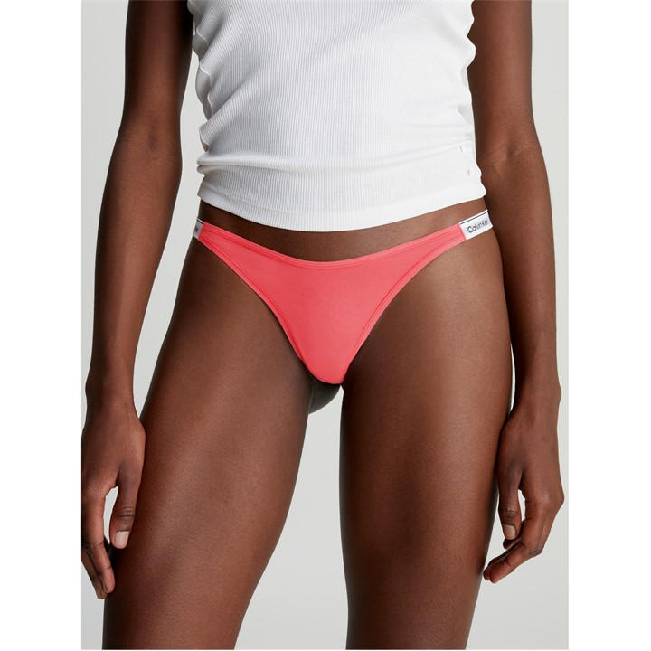 Calvin Klein Women's Orange Logo Waistband Seamless Soft Breathable Thong in Size 14, Sports Direct