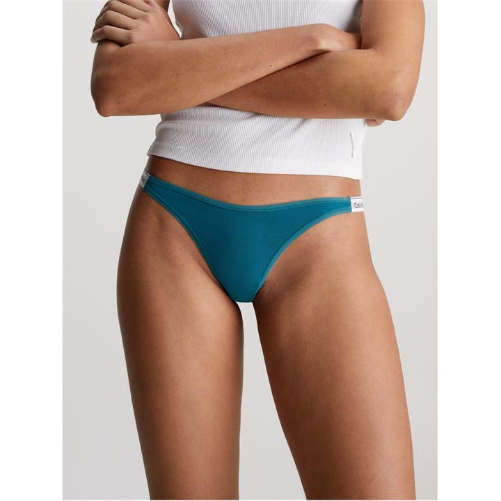 Calvin Klein Women's Green Logo Waistband Seamless Soft Breathable Thong in Size 14, Sports Direct