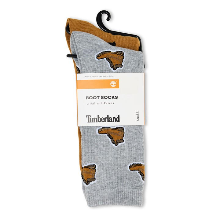 Timberland  Grey 2 Pack Print Boot Crew Socks in Size 7 - 11, Sports Direct