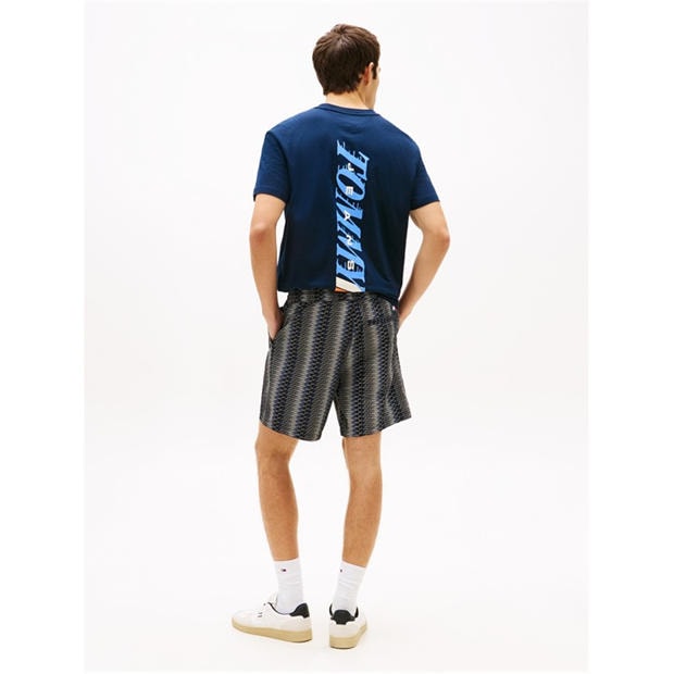 Black Aop - Tommy Jeans - Men's Woven Tracksuit Shorts