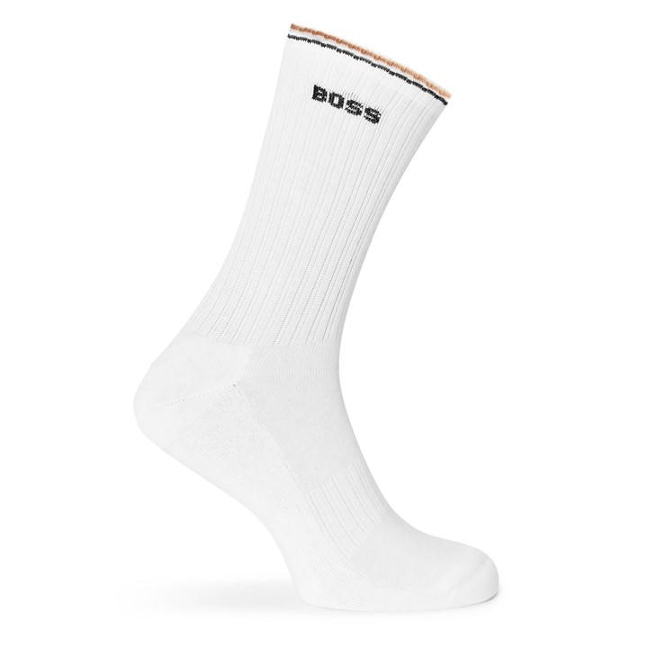 Boss Men's White Rib Stripe Quarter Socks in Size 6 - 12 Months, Sports Direct