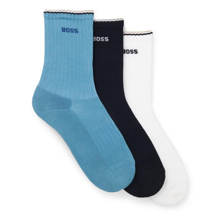 Boss Men's Blue Rib Stripe Quarter Socks in Size 6 - 12 Months, Sports Direct