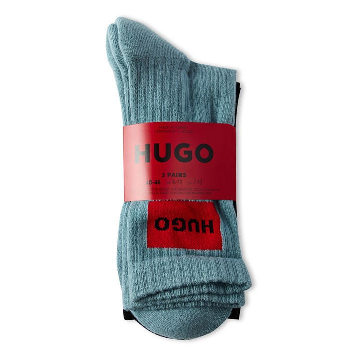 Hugo Men's  Bodywear 3 Pack Rib Patch Socks in Size 6 - 12 Months, Sports Direct