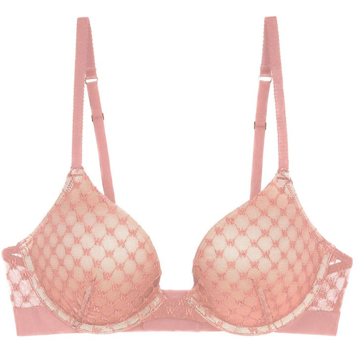 Wolford Women's Pink Sheer Logo Push-Up Demi Bra in Size 34E, Sports Direct
