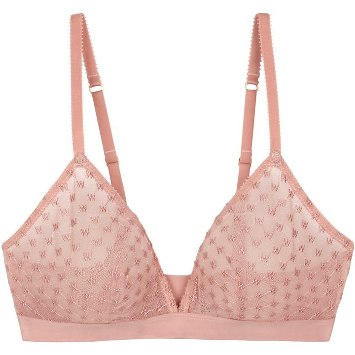 Wolford Women's Pink Sheer Lace Non-Wired Triangle Bralette in Size 14, Sports Direct
